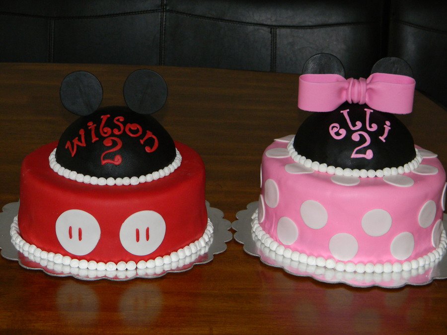 Mickey And Minnie Mouse Cakes For Twins