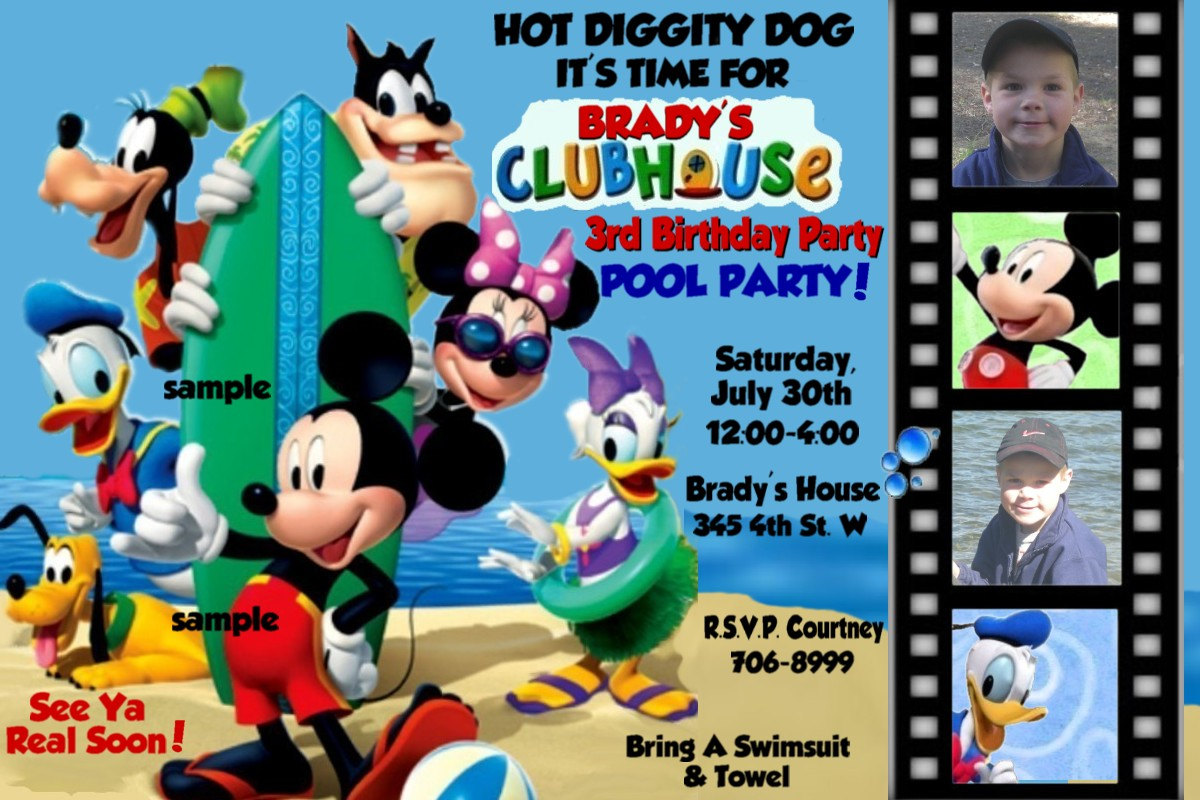 4 Original Mickey Mouse Clubhouse Photo Birthday Invitations