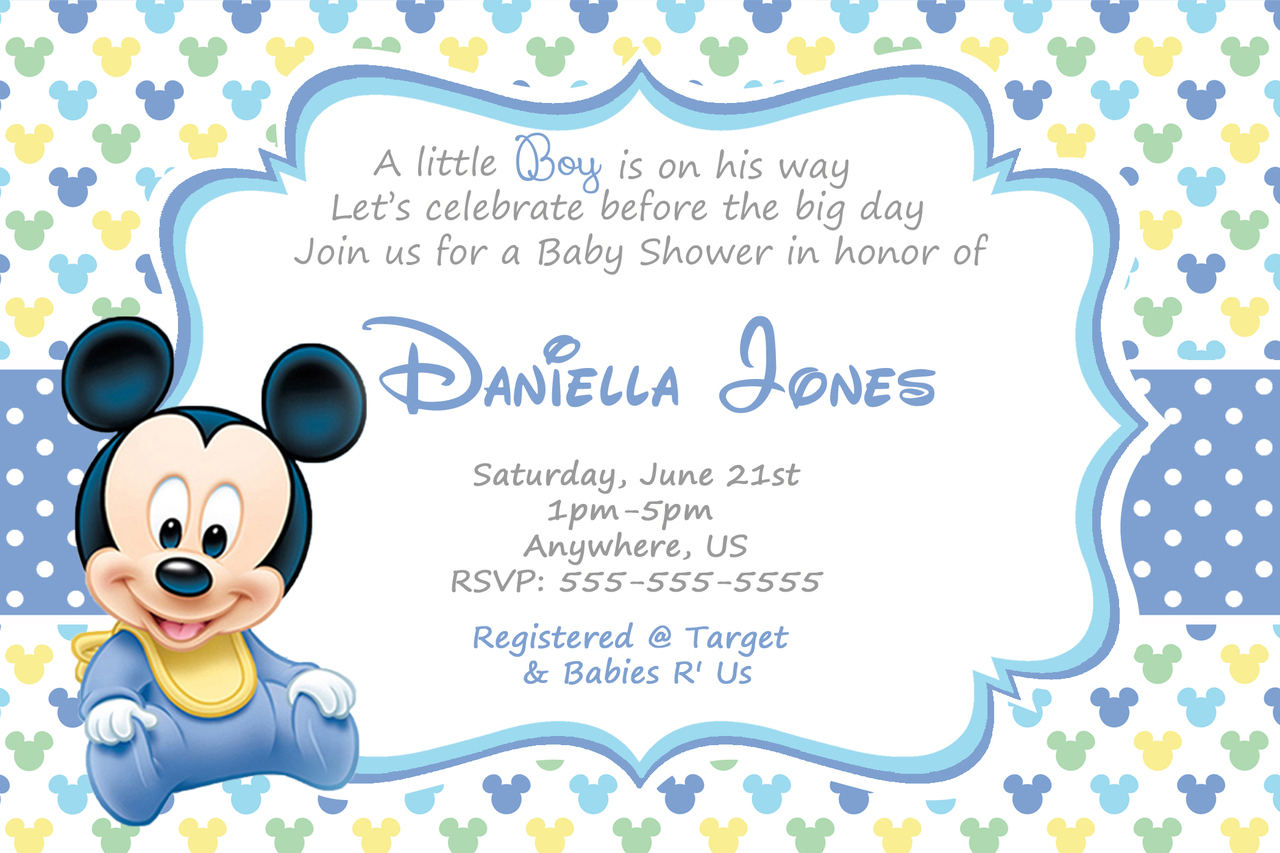 Baby Mickey Baby Shower Invitations Baby Donald