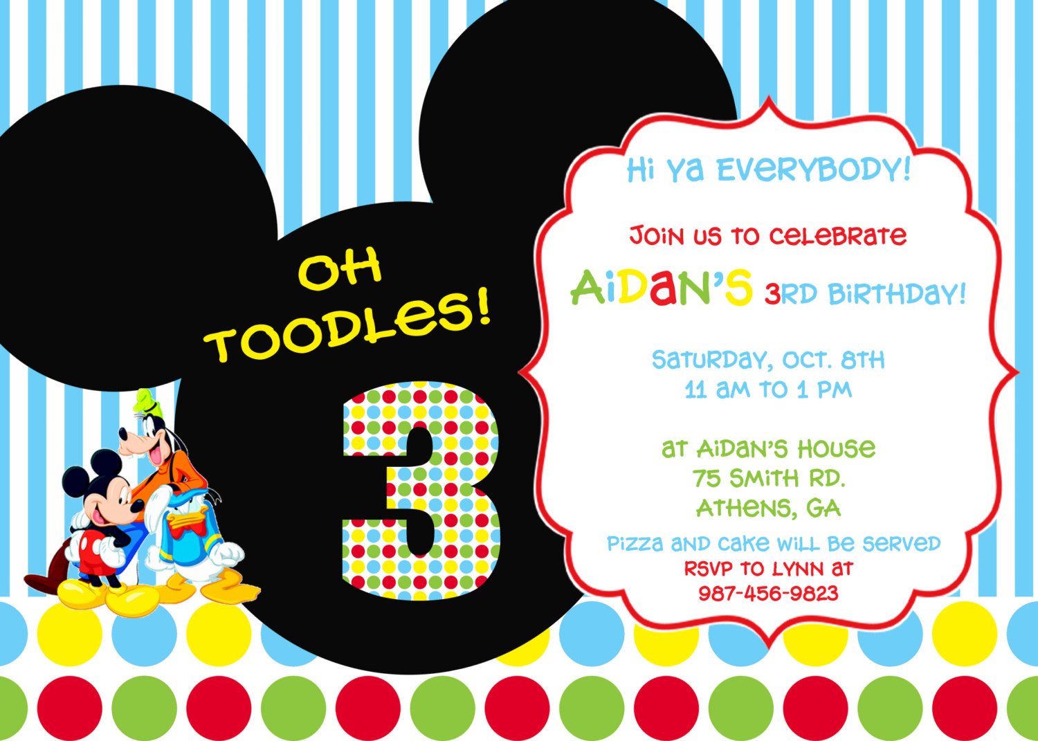 Colorful Mickey Mouse Clubhouse Party Invitation By Cohenlane