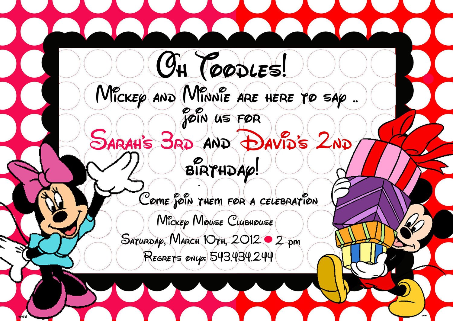 Mickey And Minnie Mouse Birthday Invitations Mickey And Minnie