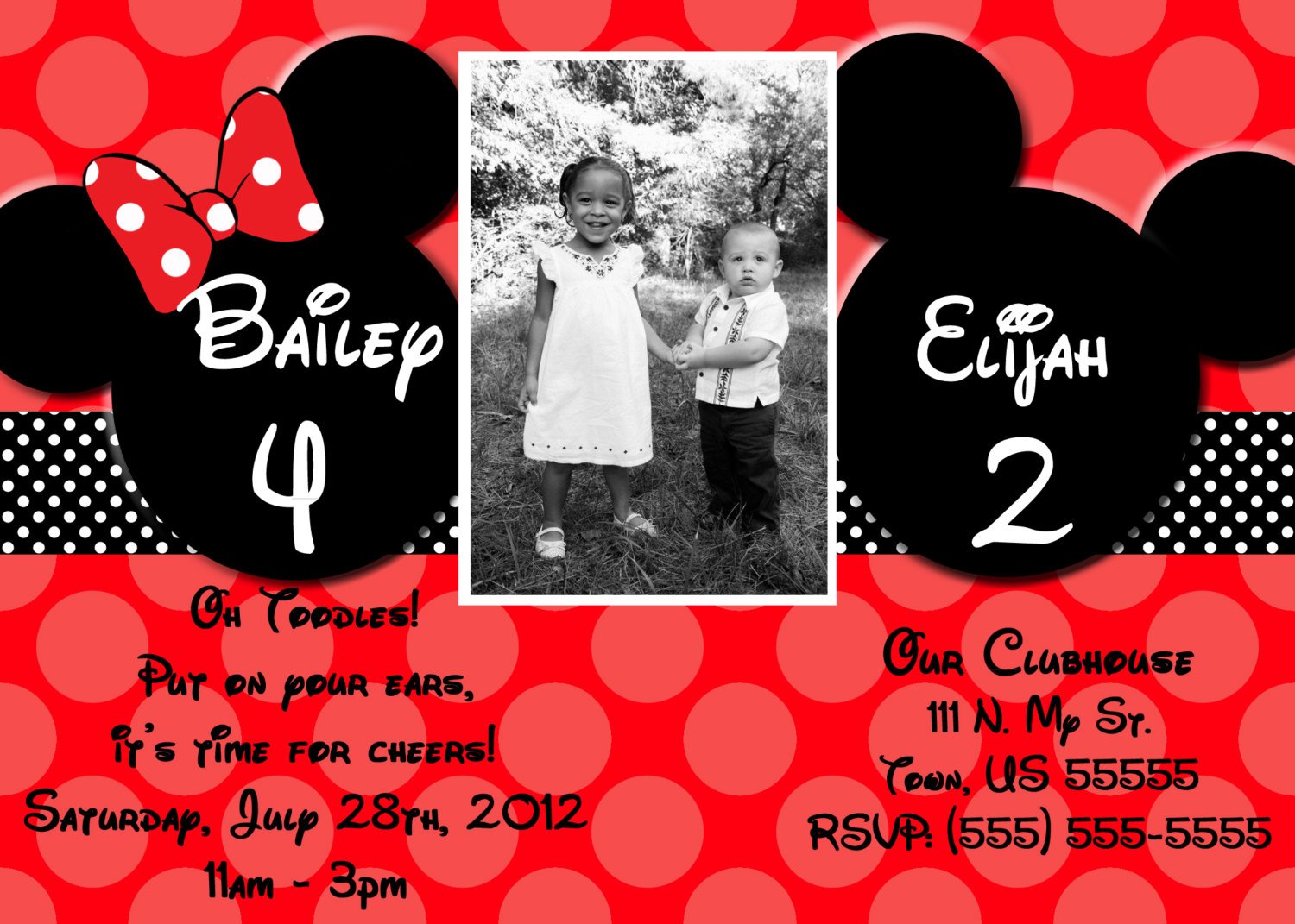 Mickey And Minnie Mouse Invitations Cards Ideas With Mickey And