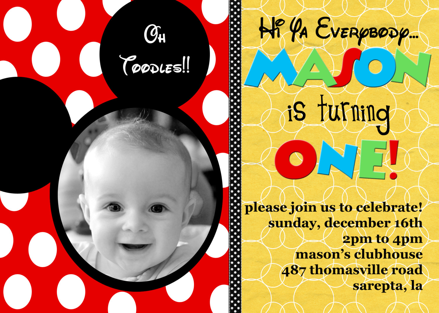Mickey Mouse 1st Birthday Invitations