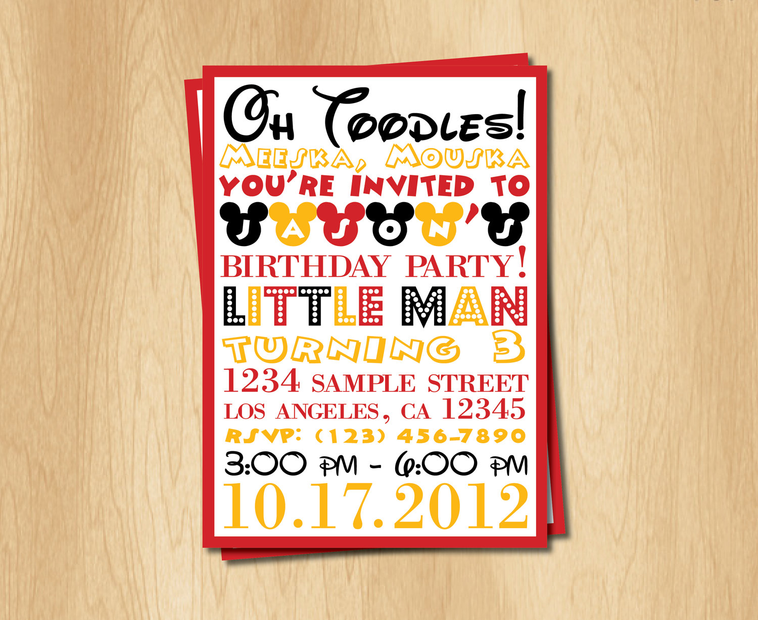 Mickey Mouse Birthday Invitations, Mickey Mouse Birthday And