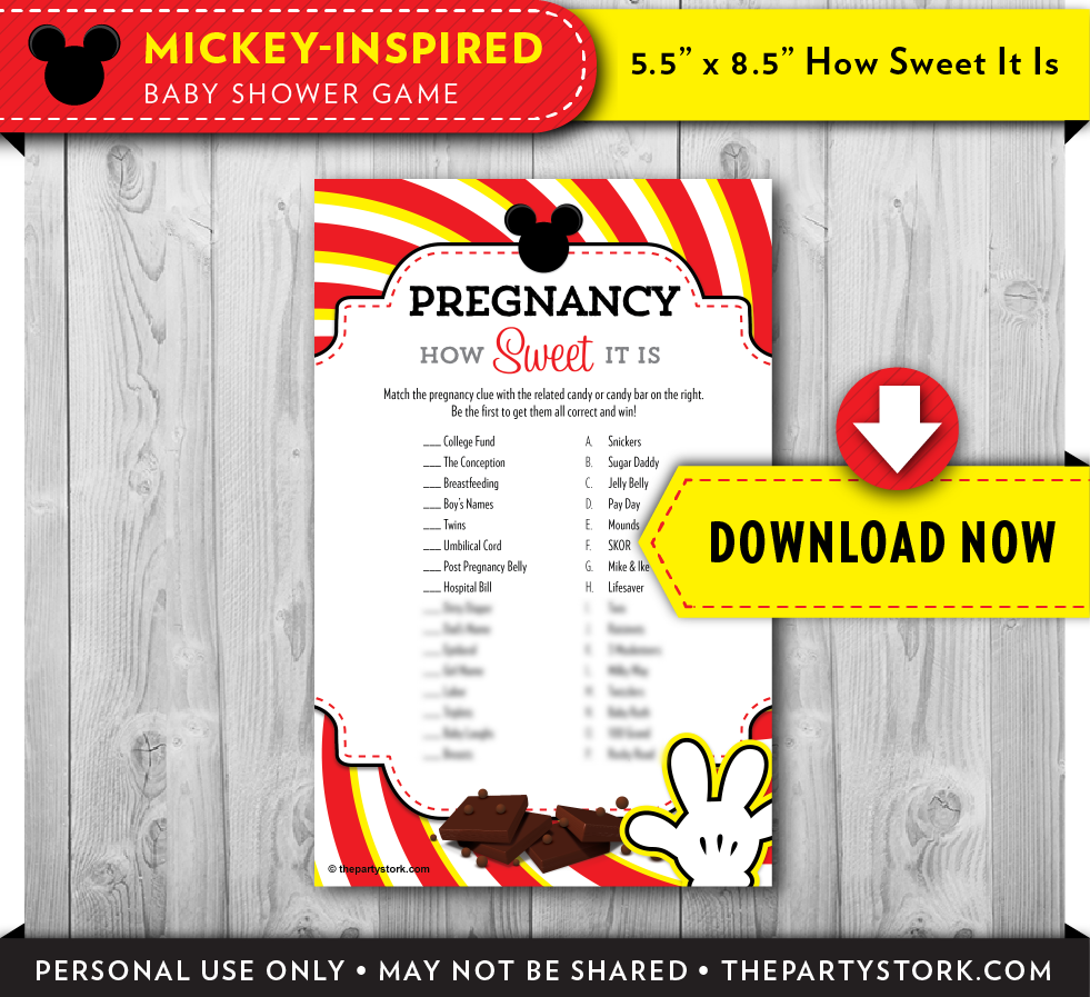 Mickey Mouse Candy Baby Shower Game