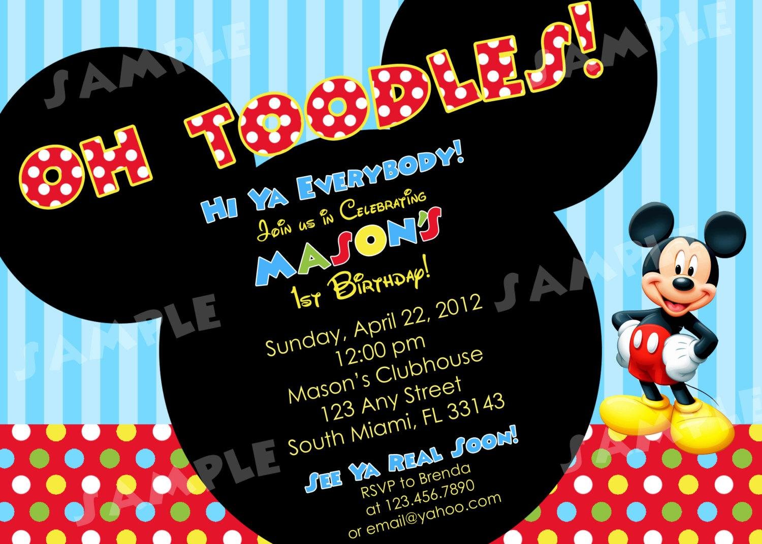 Mickey Mouse Clubhouse Birthday Party Invitations