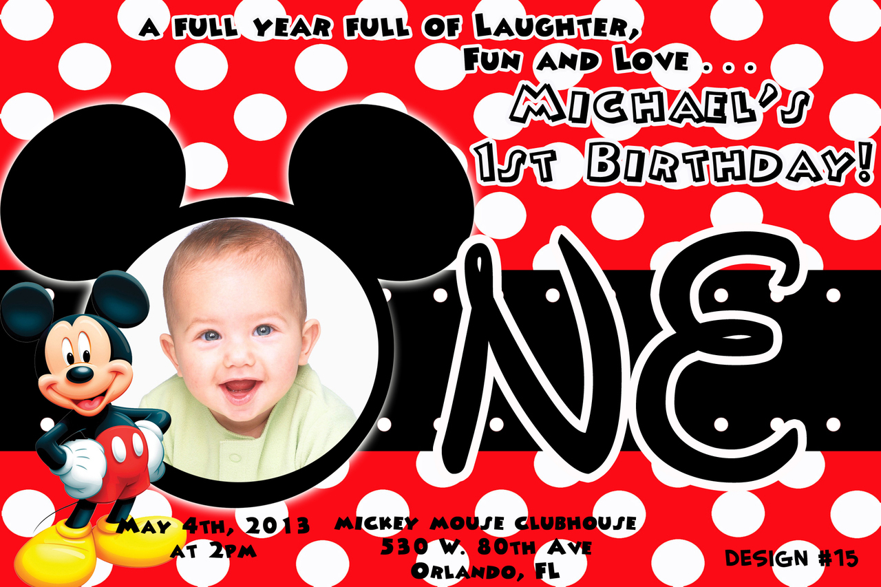 Mickey Mouse First Birthday Invitations