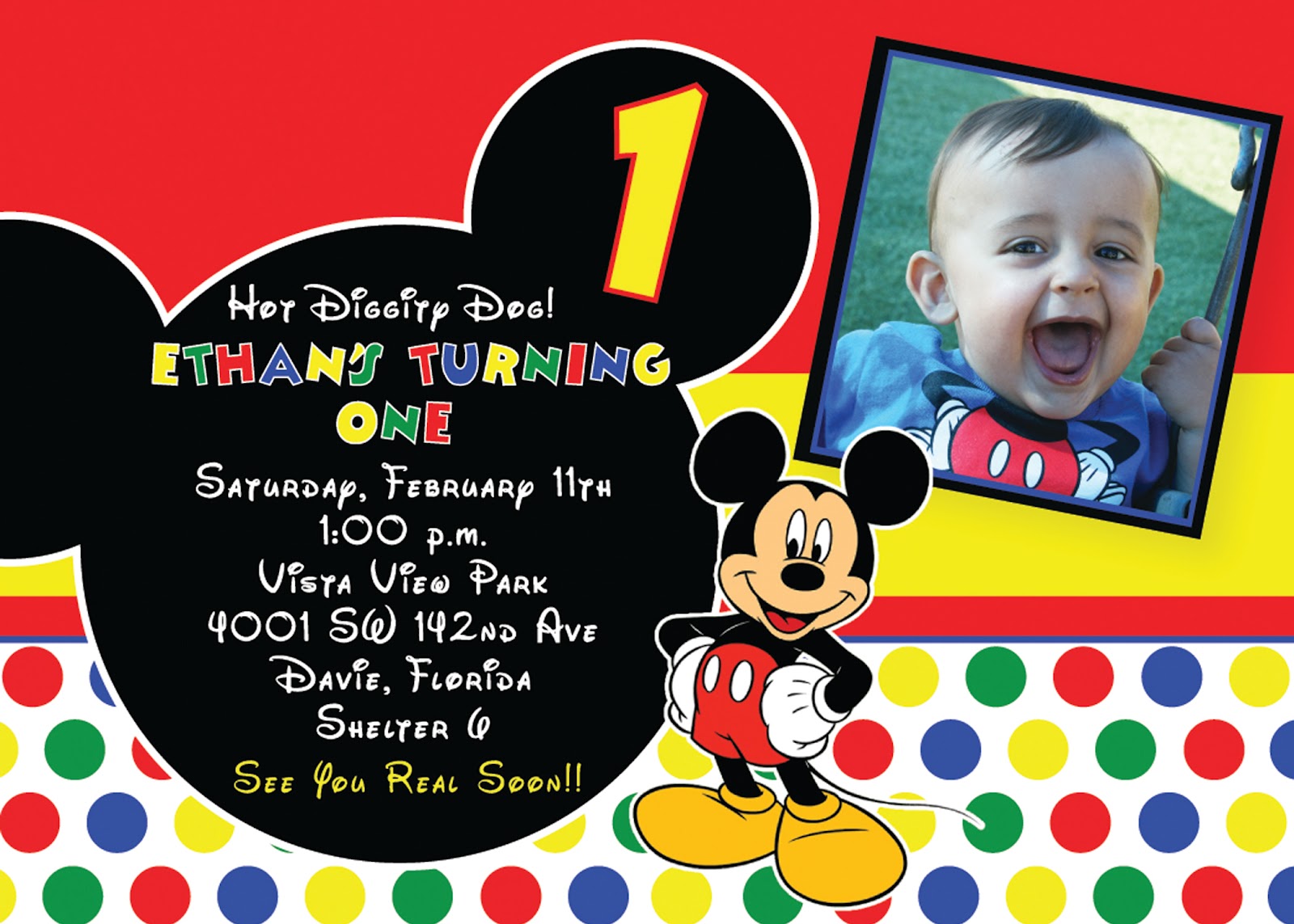 Mickey Mouse First Birthday Invitations