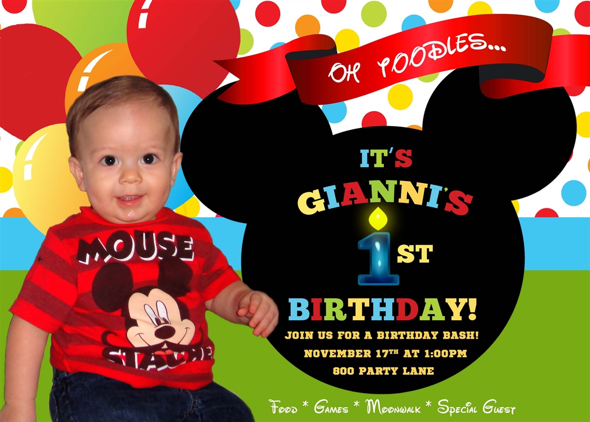 Mickey Mouse First Birthday Invitations