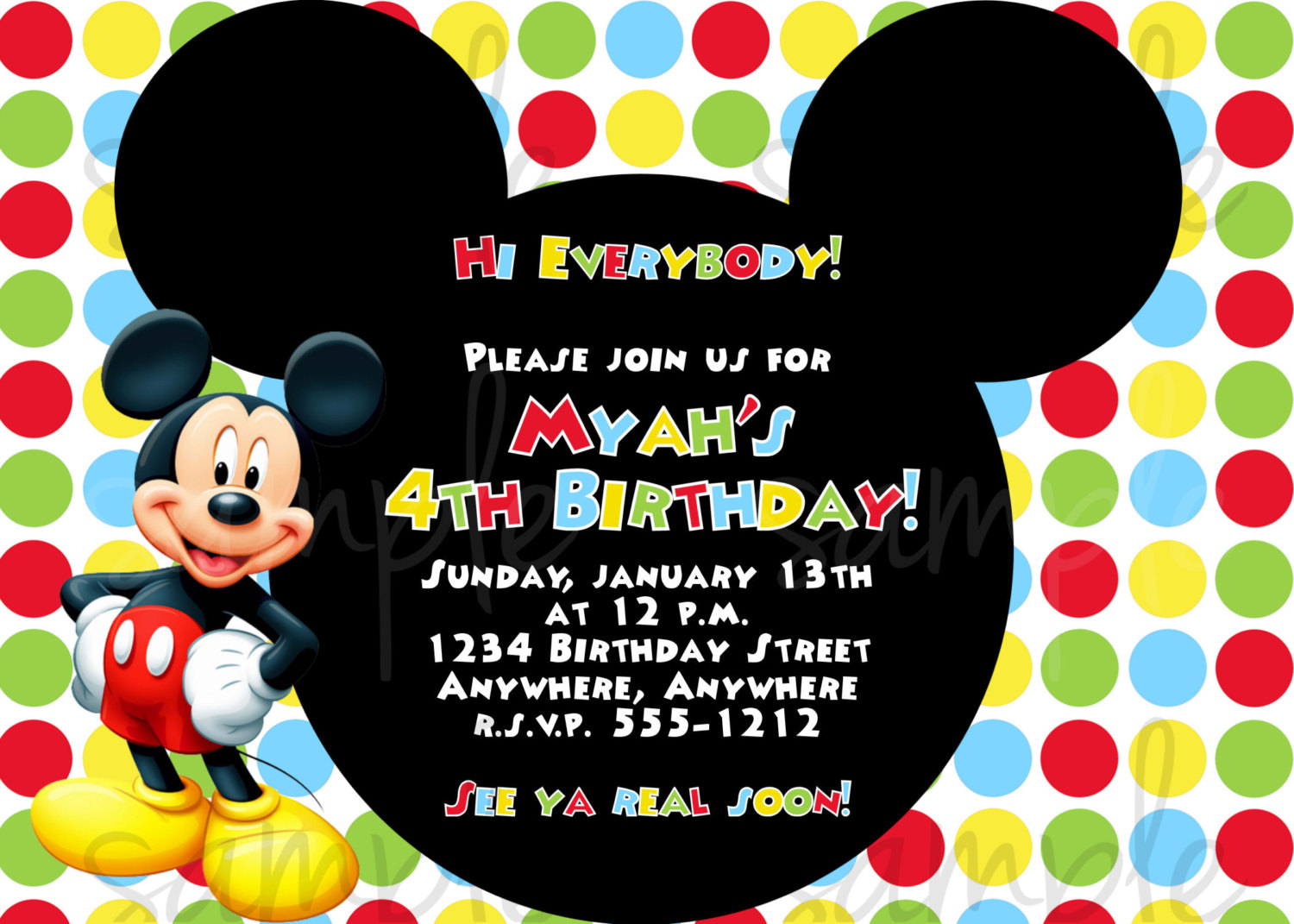 Mickey Mouse First Birthday Invitations