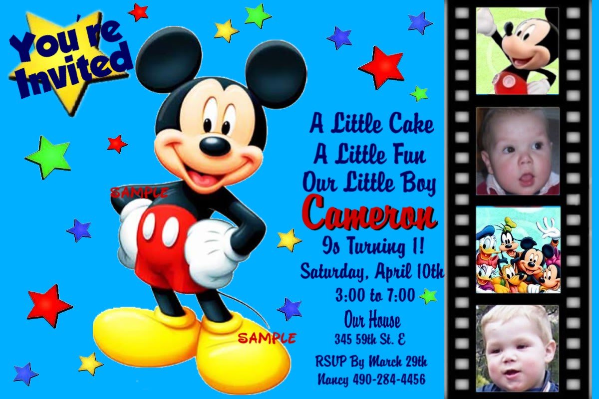 Mickey Mouse Invitation Card Cards Ideas With Mickey Mouse