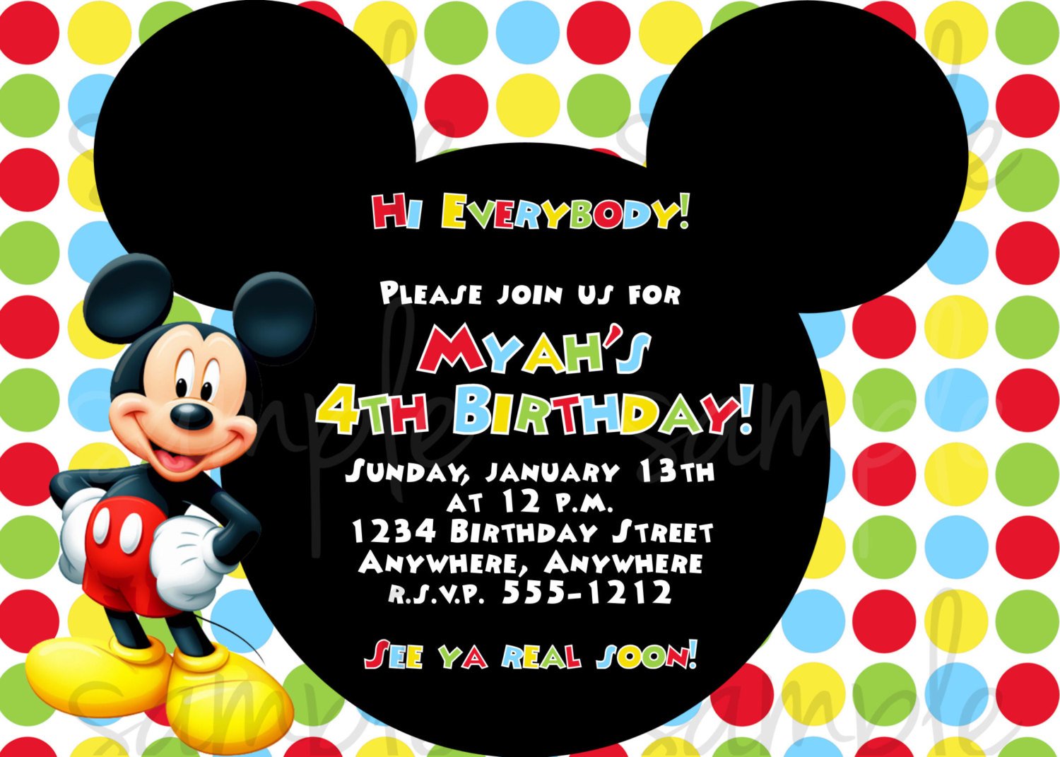 Mickey Mouse Printable Birthday Invitations