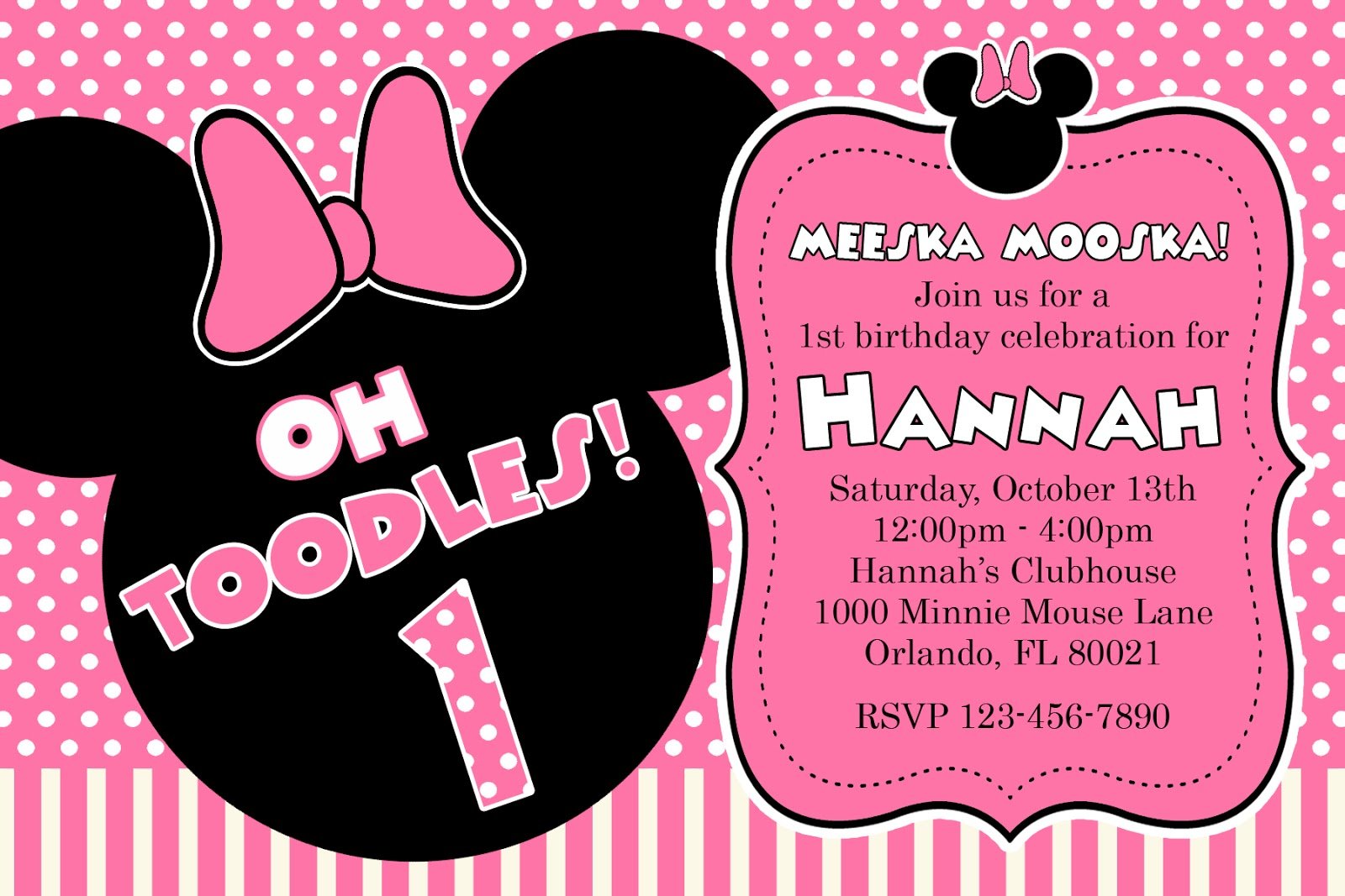 Minnie Mouse Birthday Party Invitations