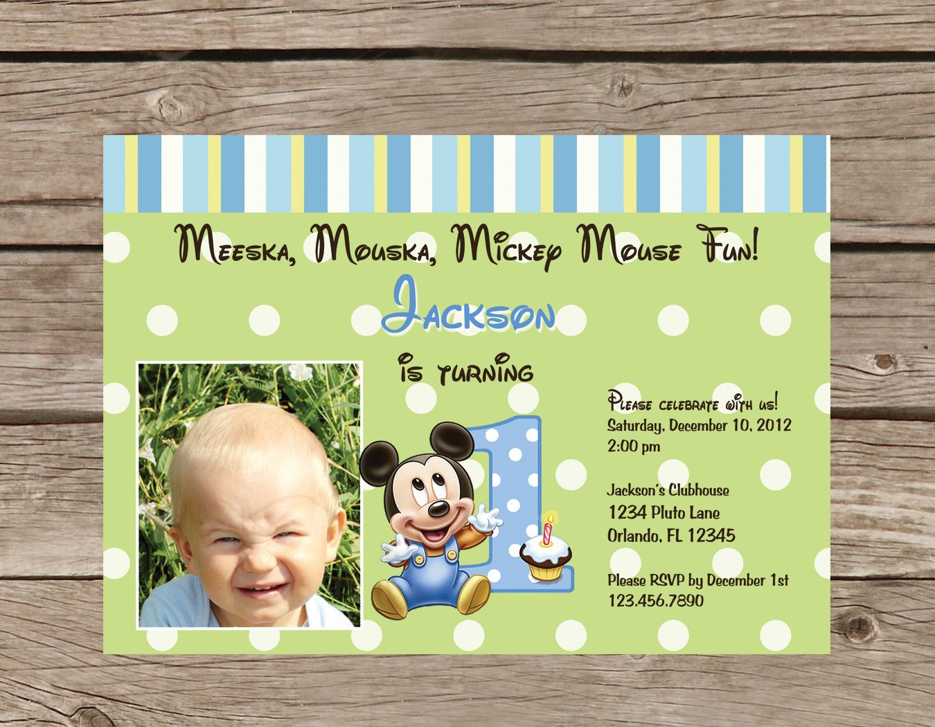 Printable Mickey Mouse 1st Birthday Invitation By Taowithlove