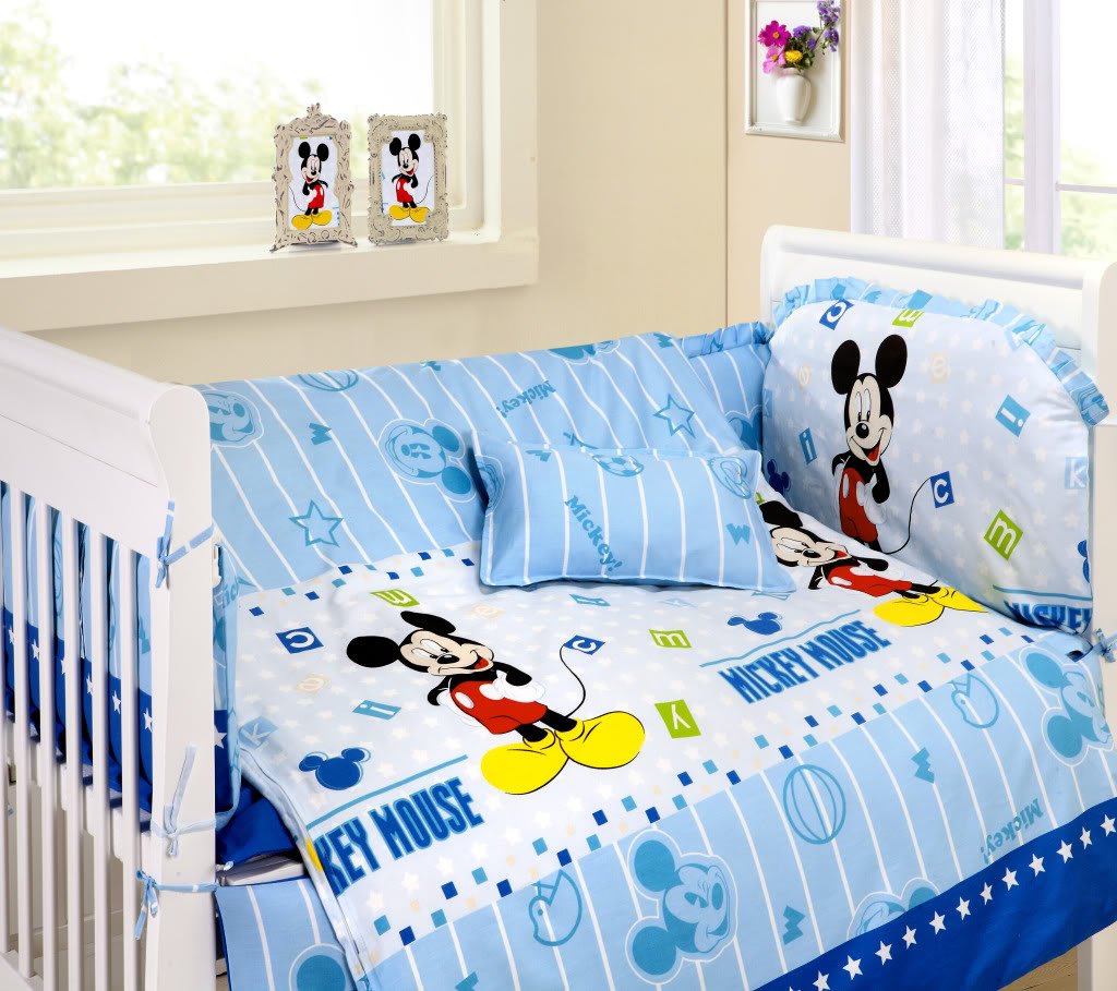 Aussiebuby Baby Bedding Crib Cot Sets  9 Piece Mickey Mouse Theme