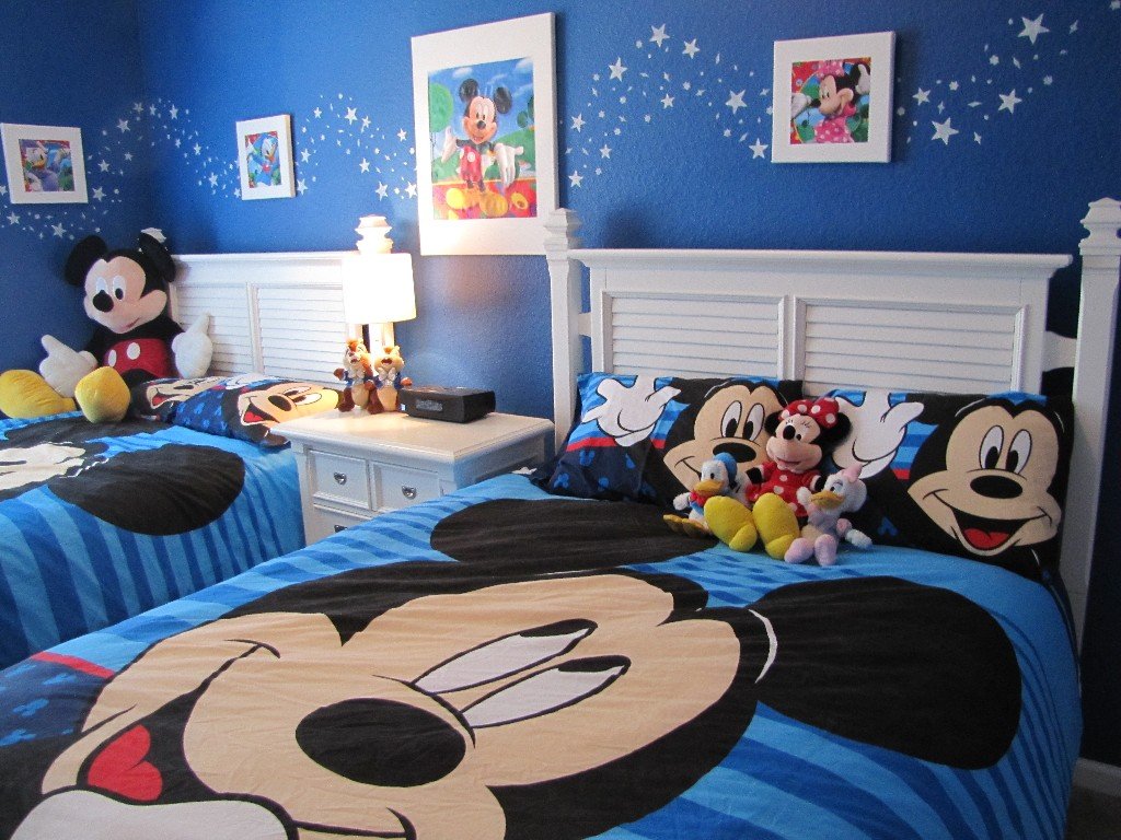 Cute Kids Room Mickey Mouse Theme Blue Mickey Mouse Sheet White