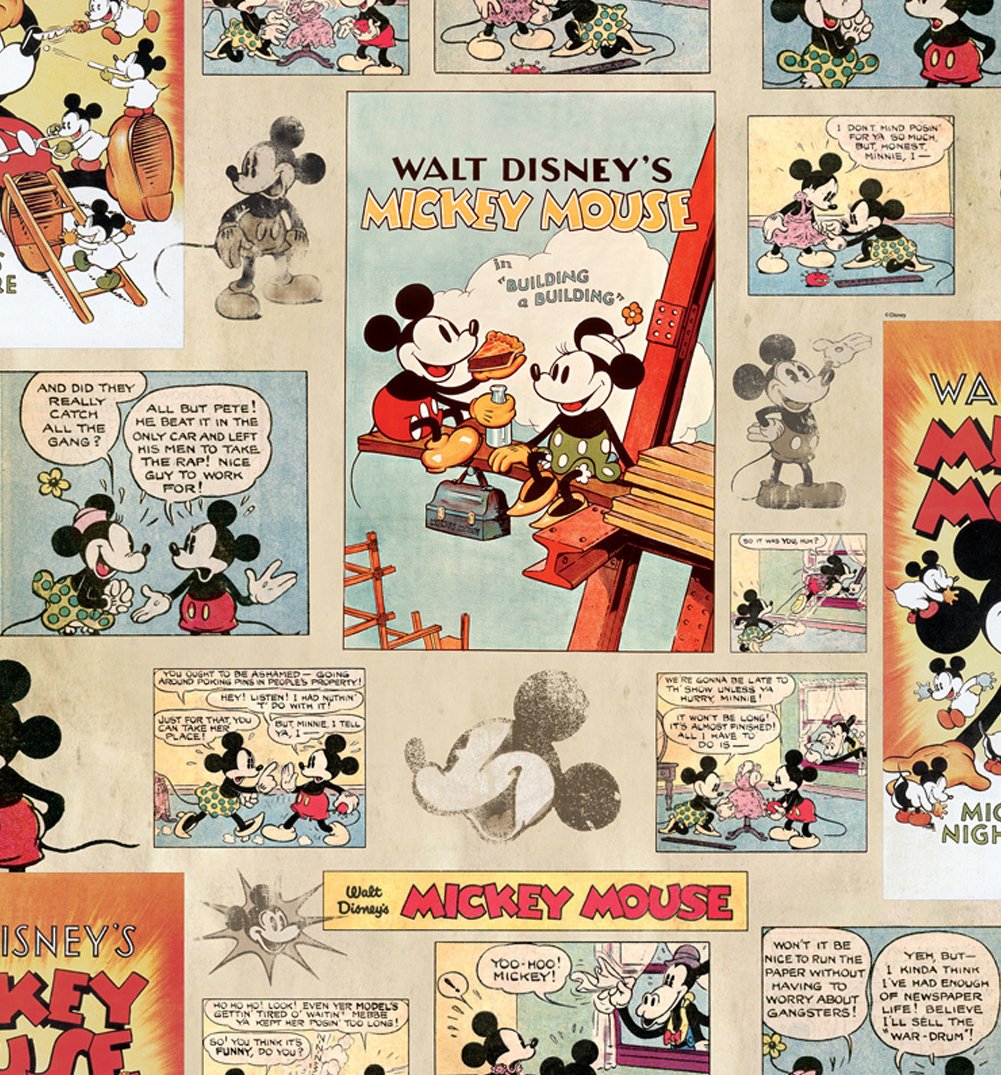 Mickey Mouse Vintage Wallpaper 52cm X 10m From Graham & Brown