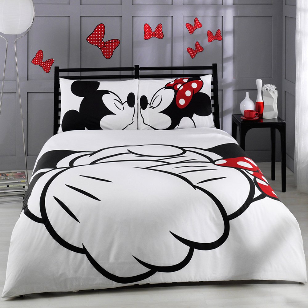Minnie Mouse Comforter Love Kiss Mickey Mouse White Full Bedding Set
