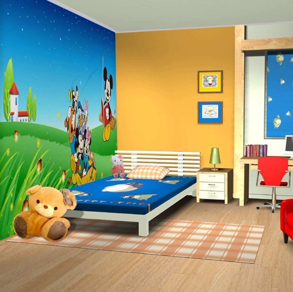 Room Bedroom Background Cartoon Mickey Mouse Wallpaper Wallpaper
