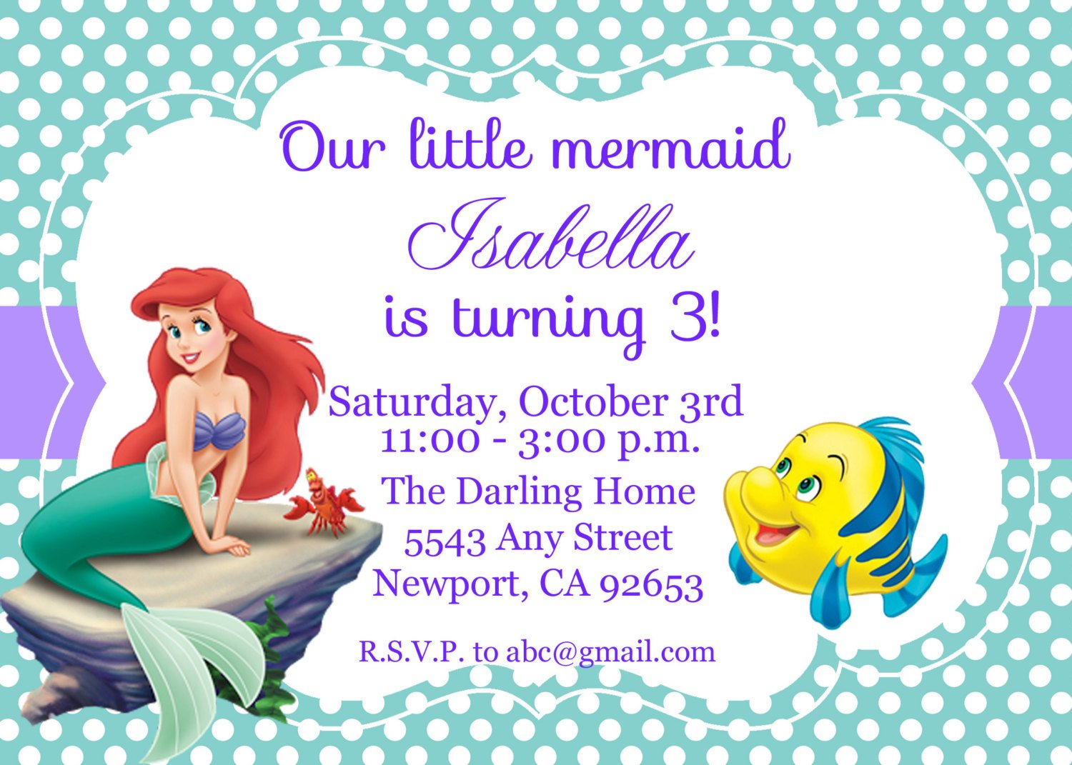 1000+ Ideas About Little Mermaid Invitations On Pinterest