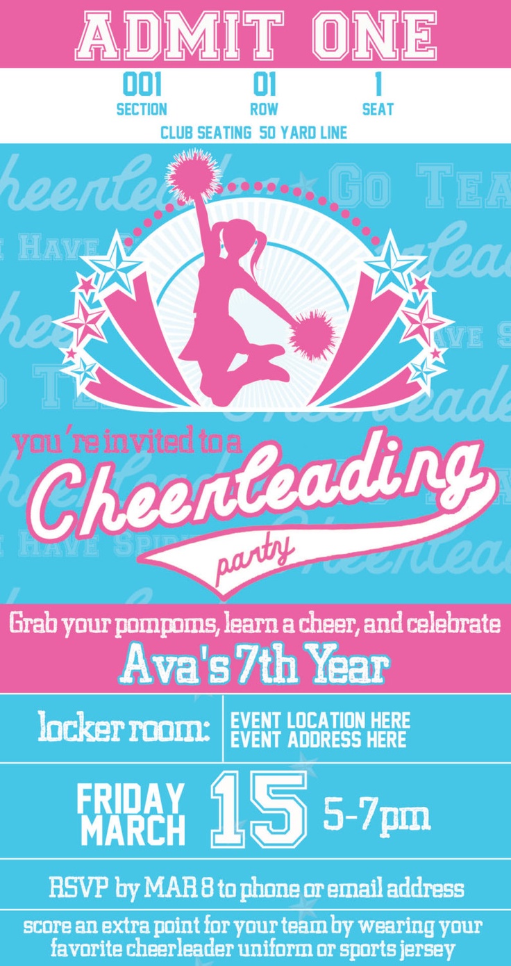 1000+ Images About Cheerleading Birthday Invitation On Pinterest
