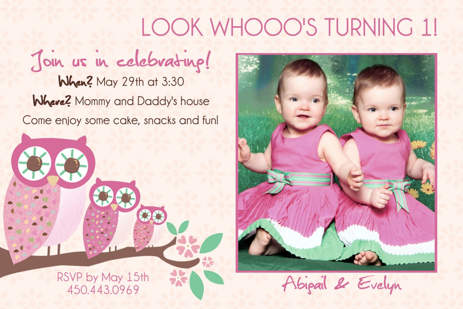 1st Birthday Party Invitation Wording For Twins