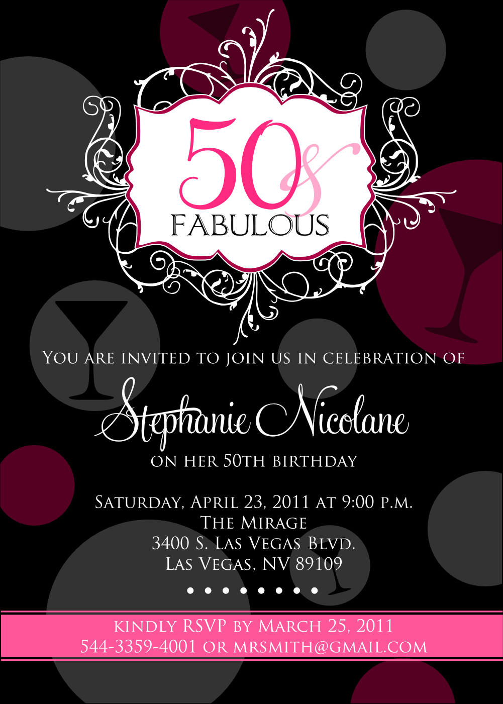 50th Birthday Party Invitations For Her