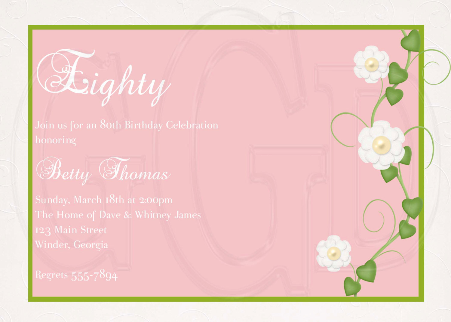 80th Birthday Invitation Wording
