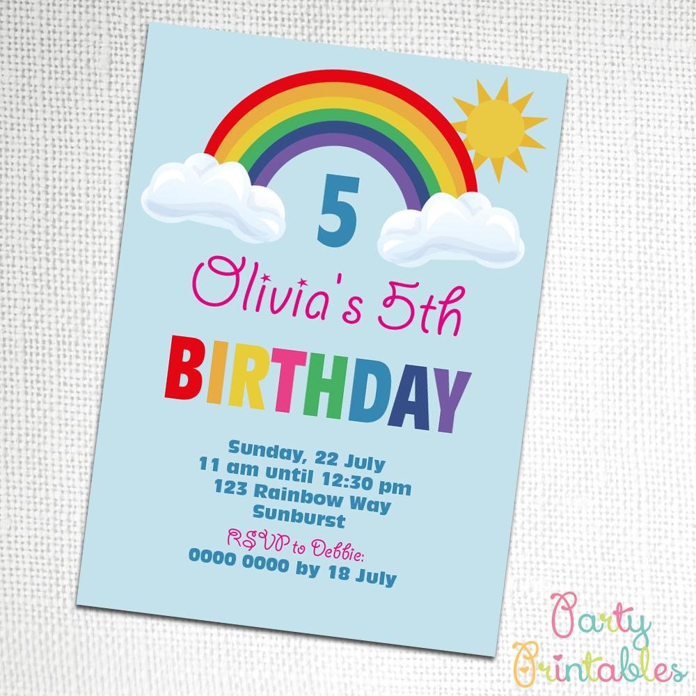 $9 95 Rainbow Party Invitation By Partyprintables On Handmade