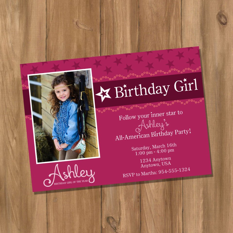 Amazing American Girl Birthday Party Invitations