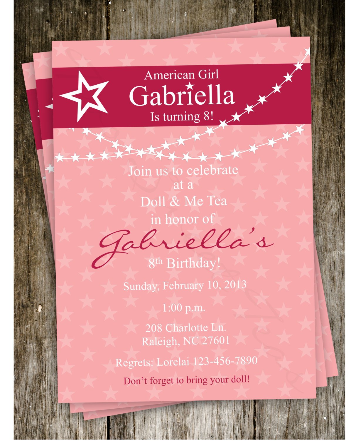 Amazing American Girl Birthday Party Invitations