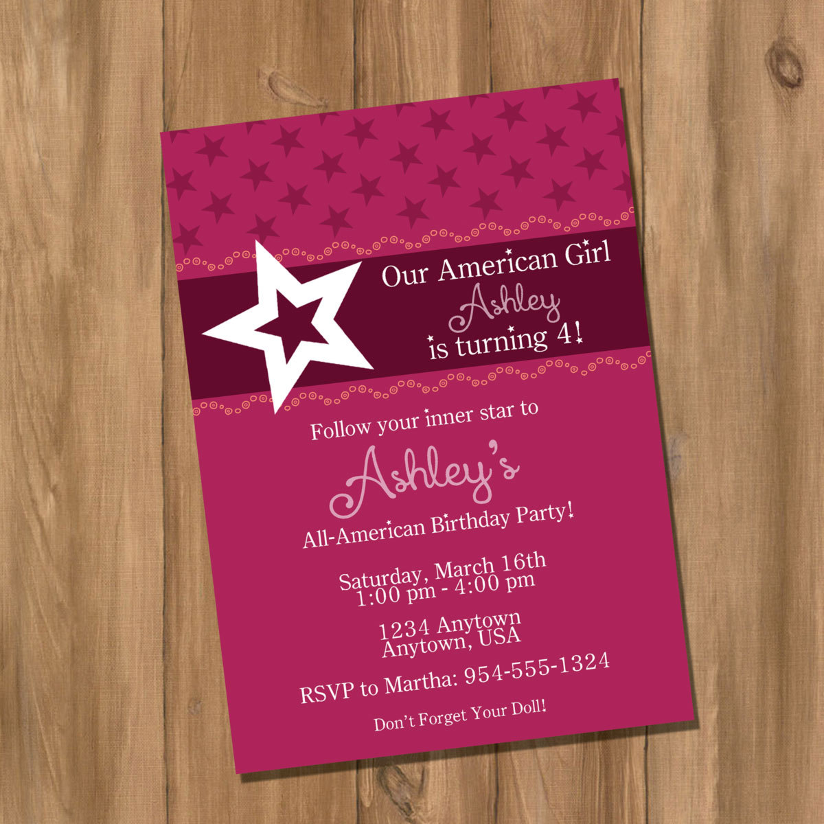 American Girl Invite