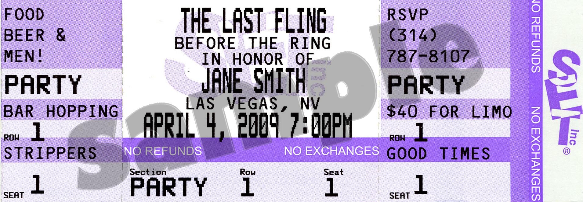 Bachelorette Ticket Invitations