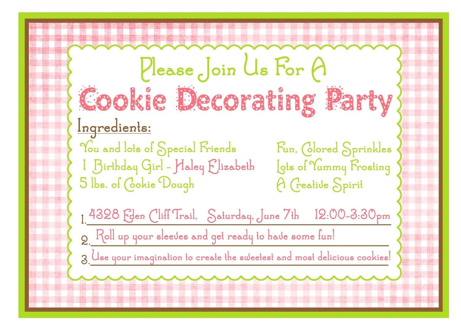 Baking Birthday Party Invitations Cookie Decorating By