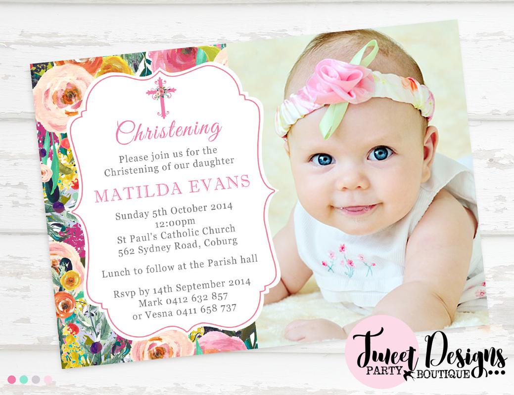 Baptism Party Invitations   Christening Party Invitations Wording