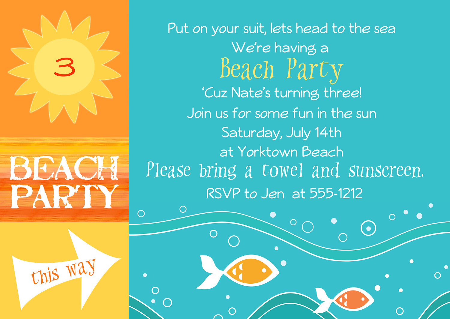 Beach Party Invitations