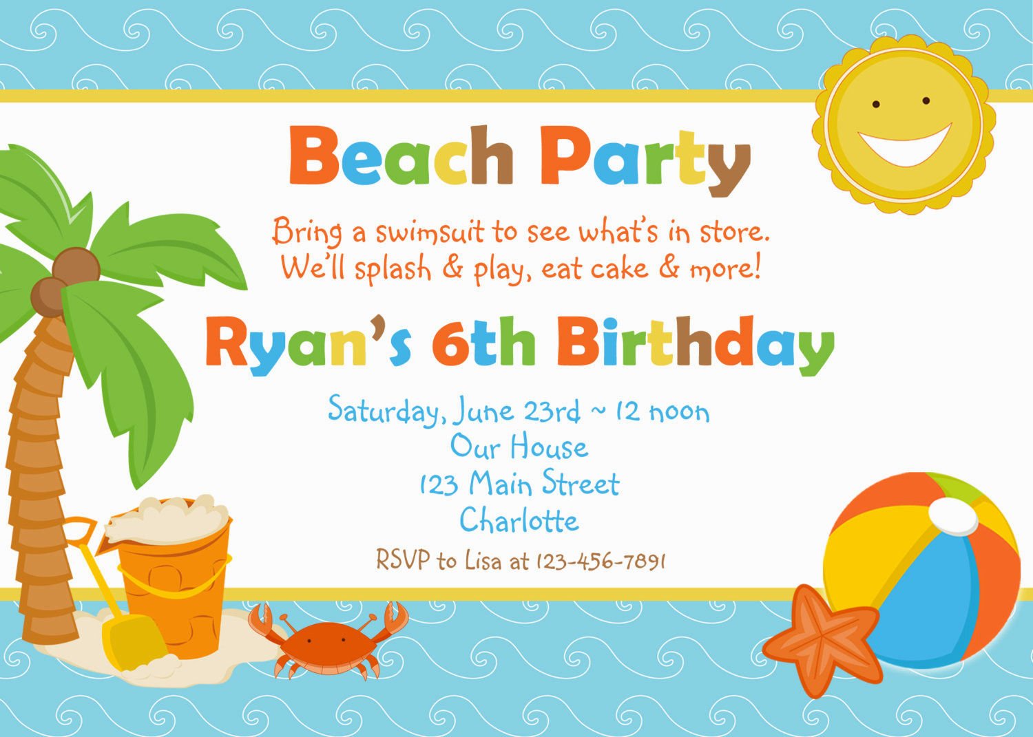 Beach Themed Birthday Invitations