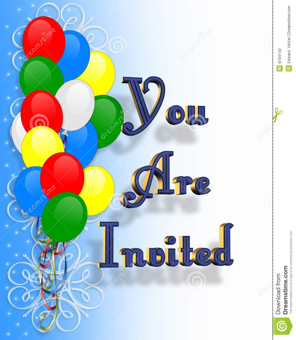 Birthday Party Invitation Balloons Stock Photography