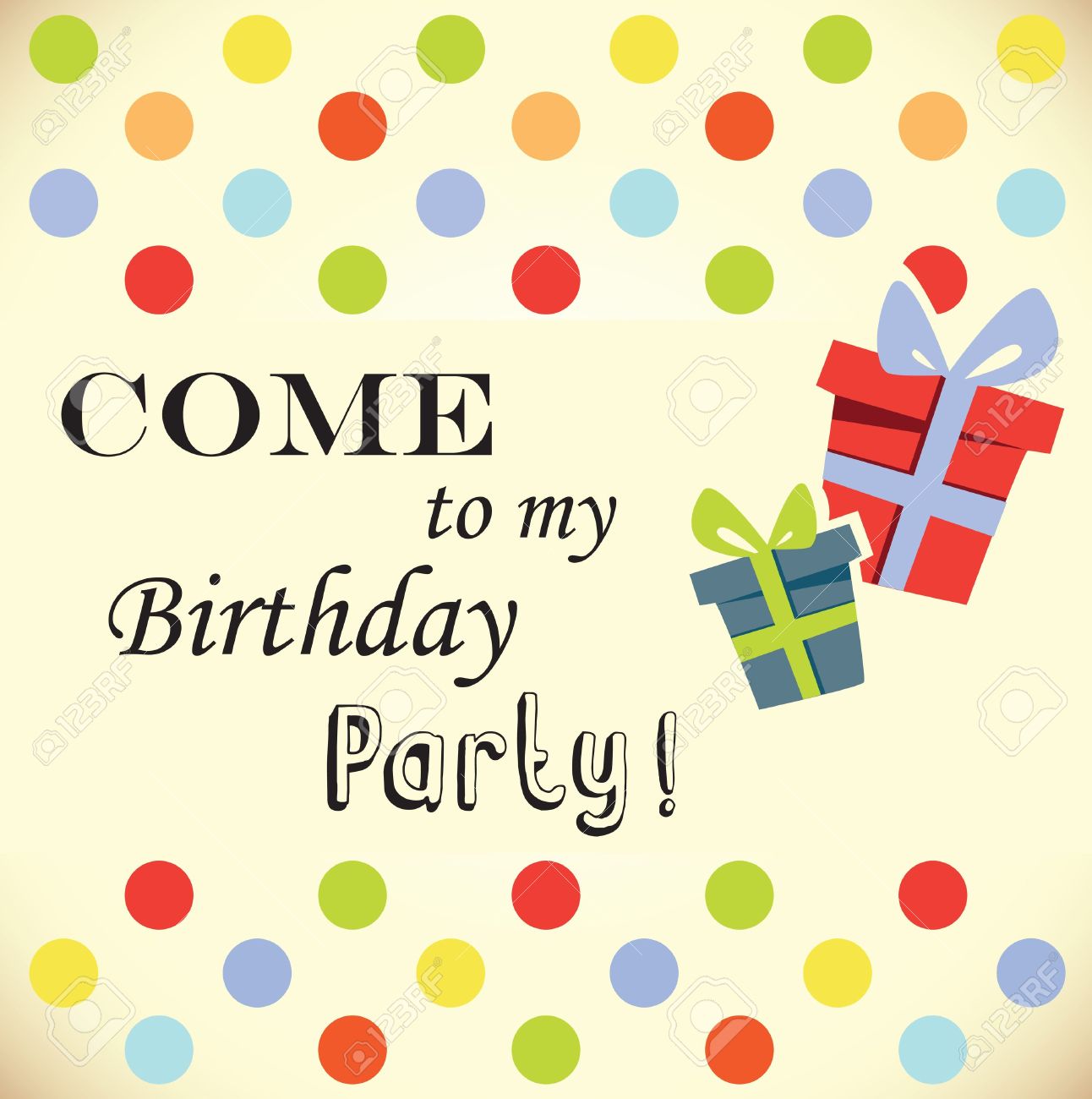 Birthday Party Invitation Card Royalty Free Cliparts, Vectors, And