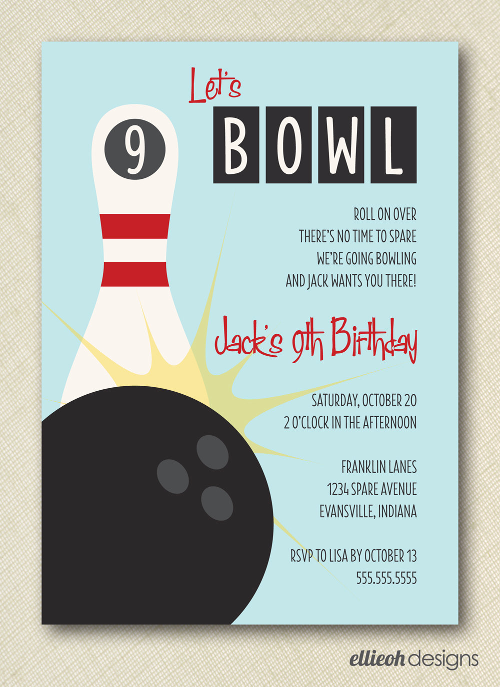 Bowling Birthday Party Invitations Free Templates