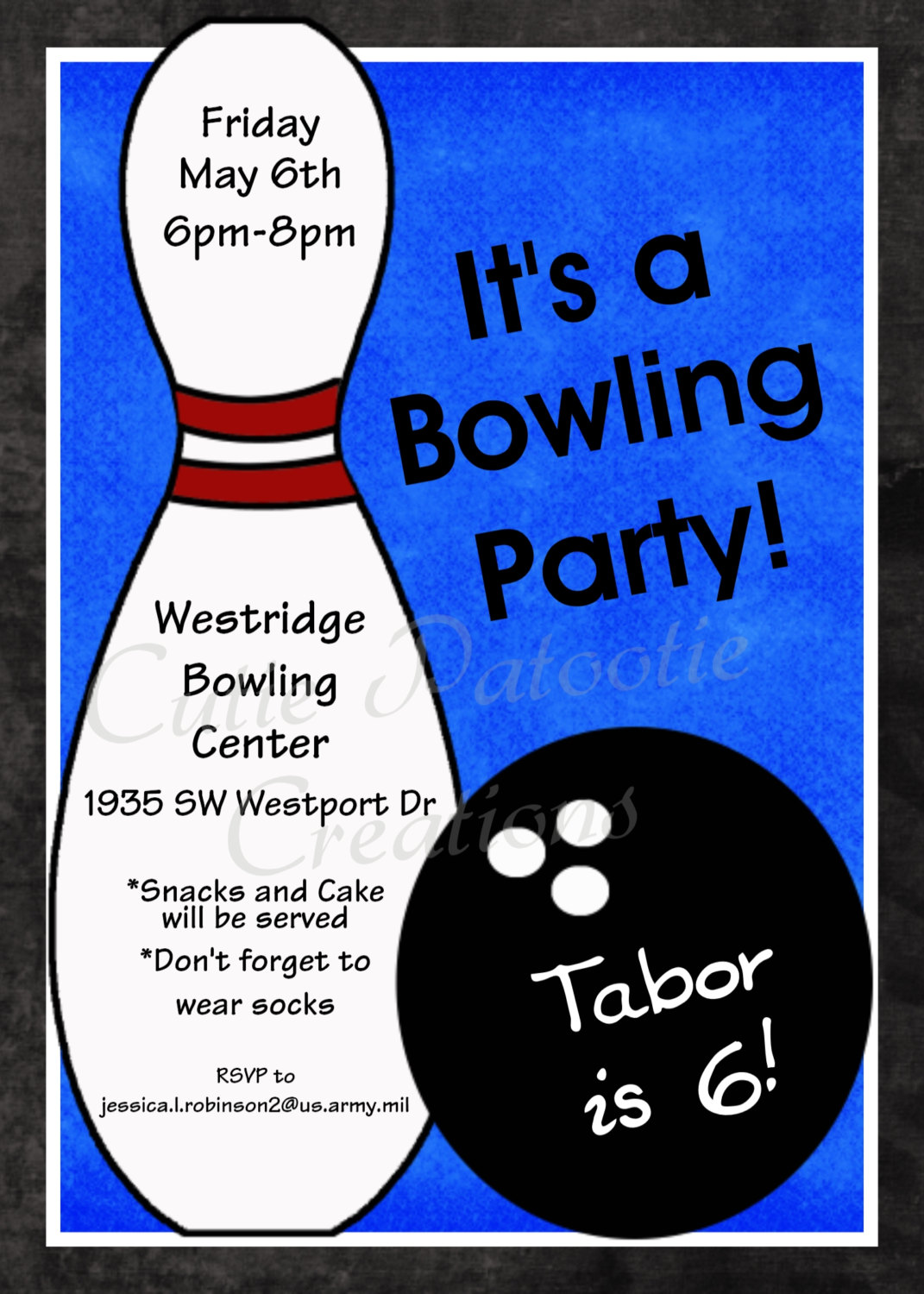 Bowling Birthday Party Invitations Templates