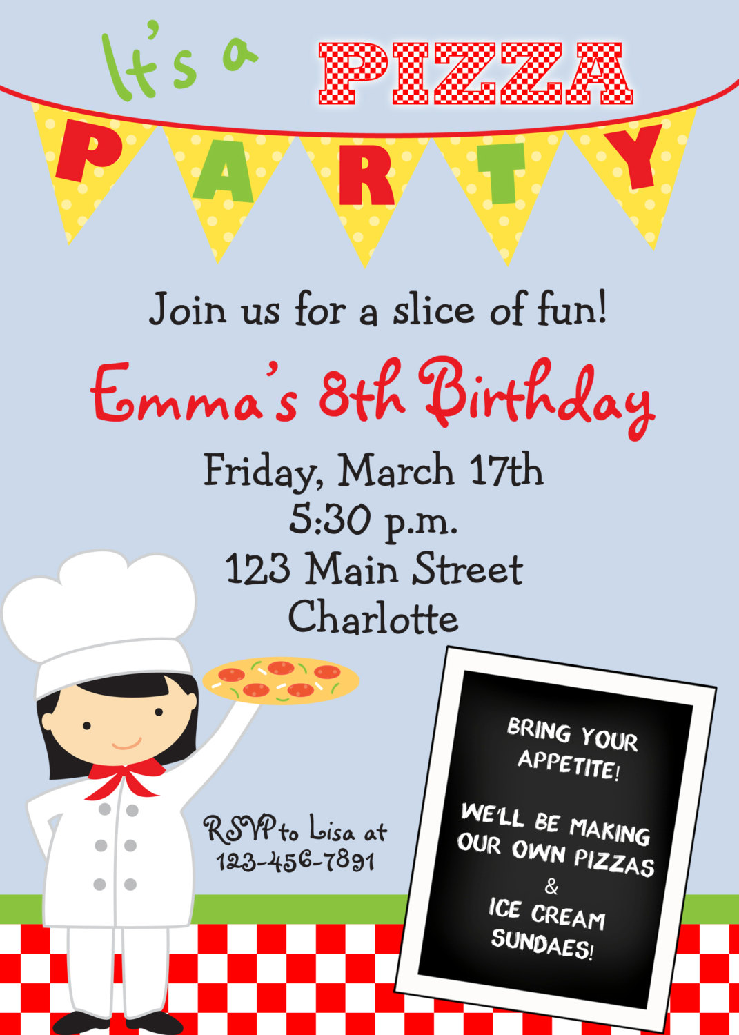 Boys Pizza Party Birthday Party Invitation By Ignitedspiritdigital