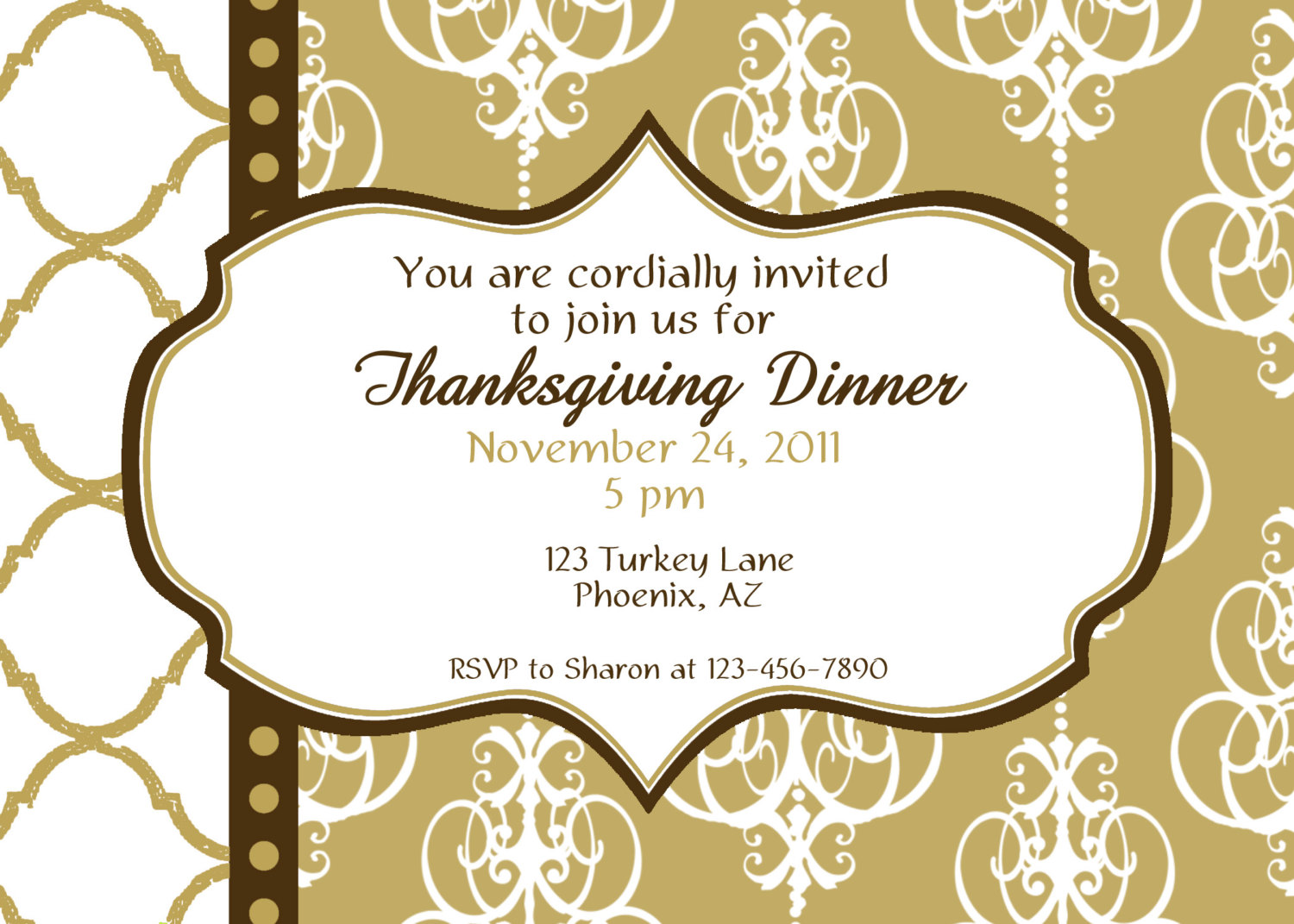 Brown Classic Thanksgiving Party Invitations For Thanksgiving