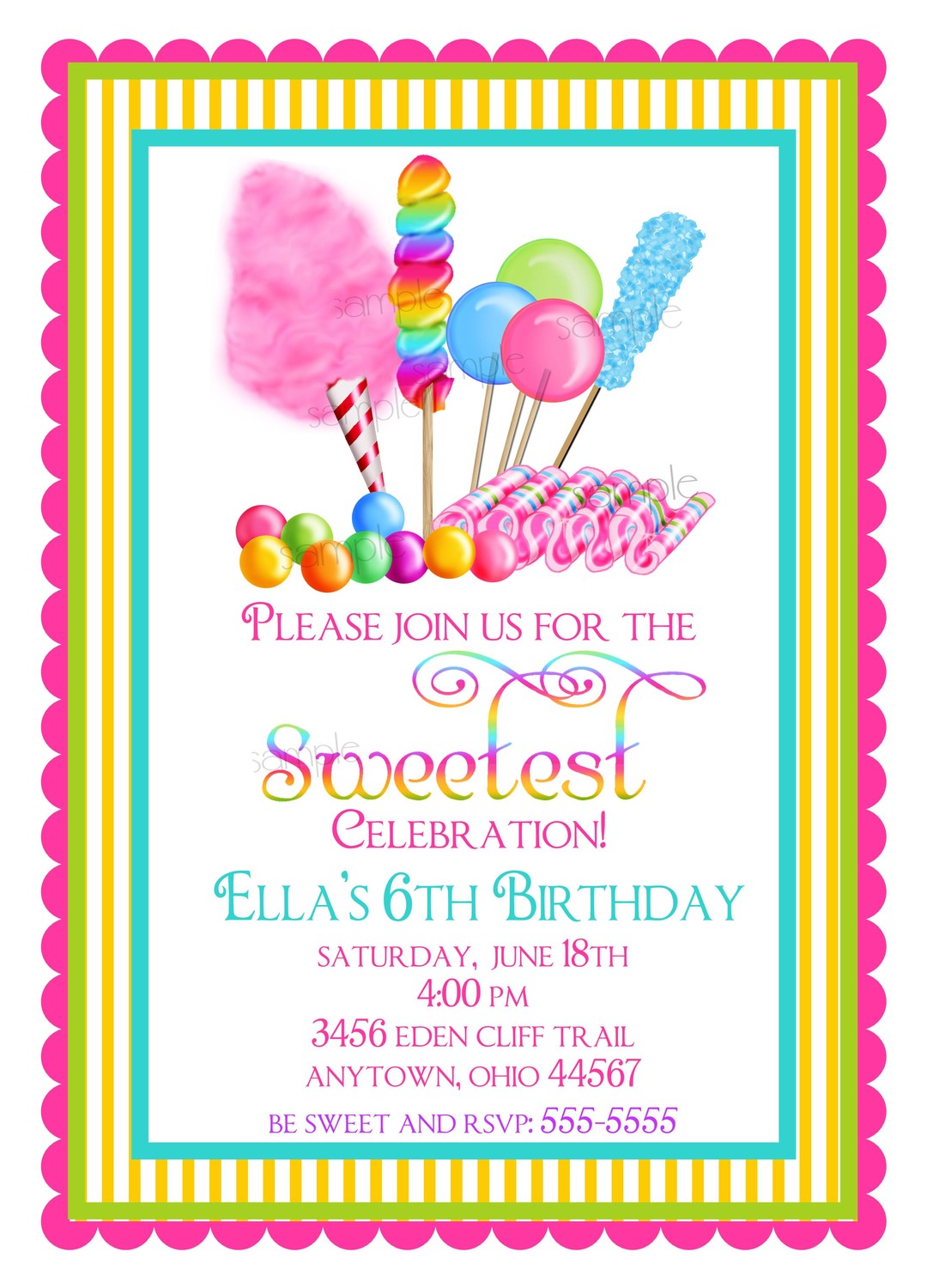 Candyland Party Invitations