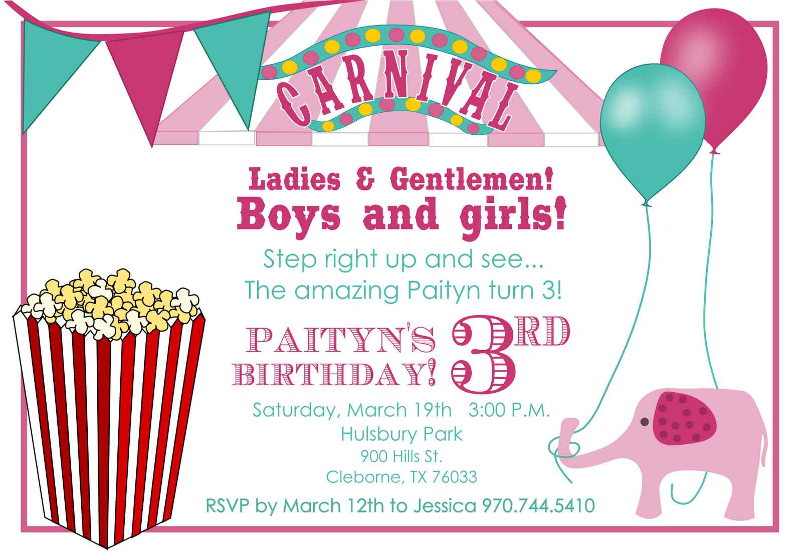 Carnival Birthday Invitations