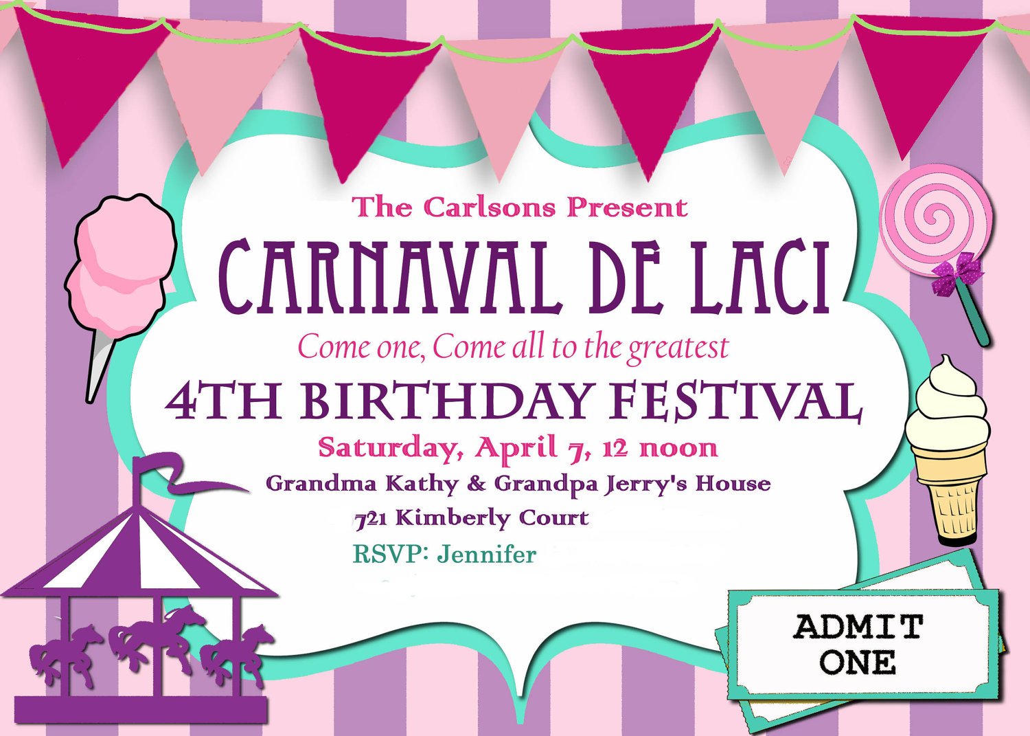 Carnival Birthday Party Invitation Diy By M2mpartydesigns On Etsy