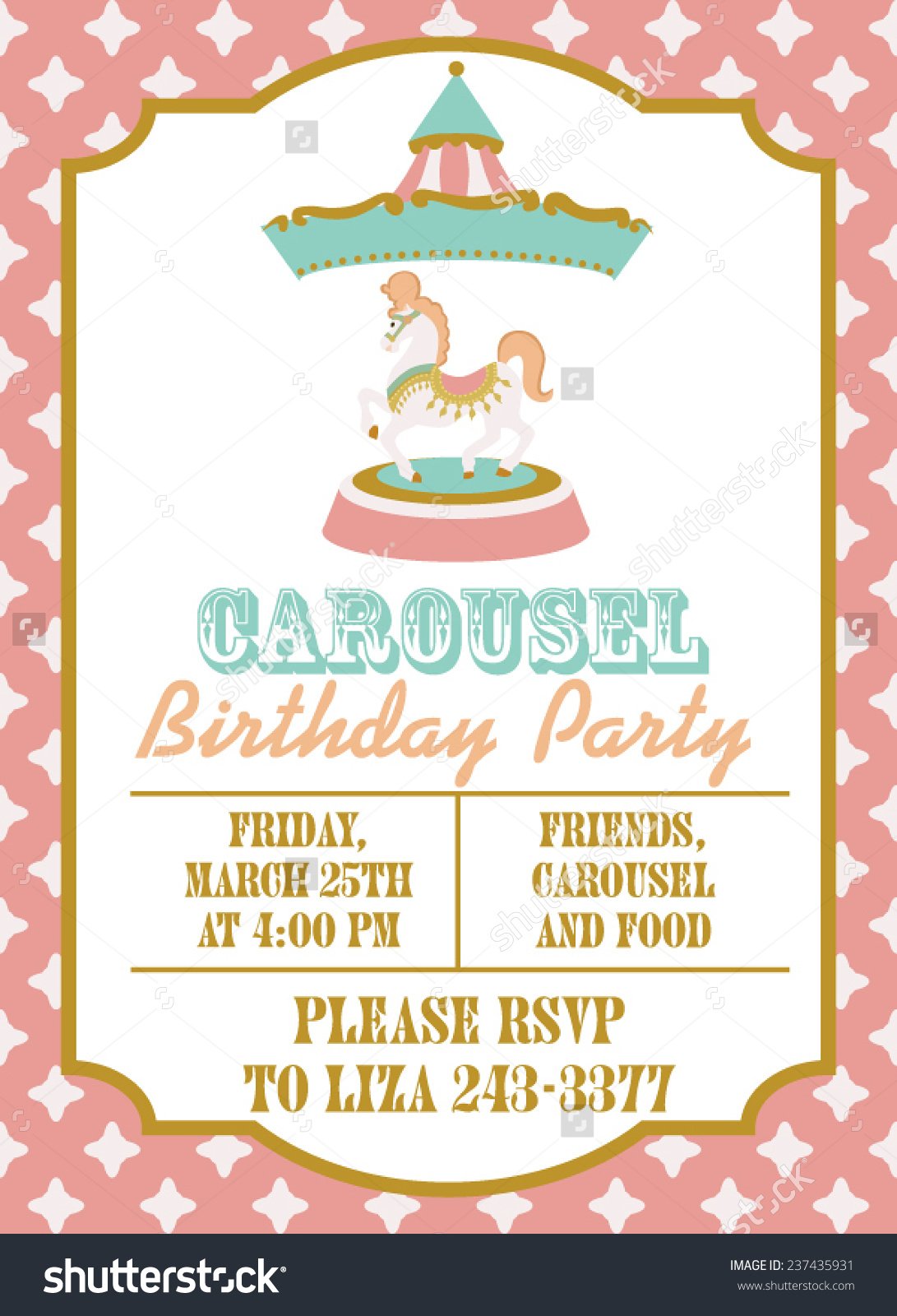 Carousel Birthday Party Stock Vector 237435931