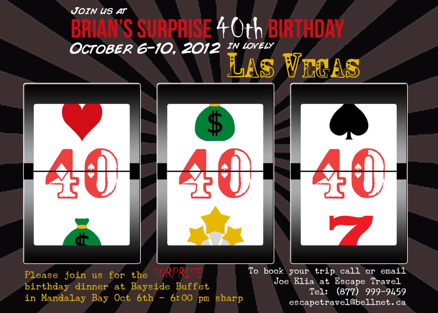 Casino Las Vegas Birthday Party Invitation 5x7 By Pinkdandelions