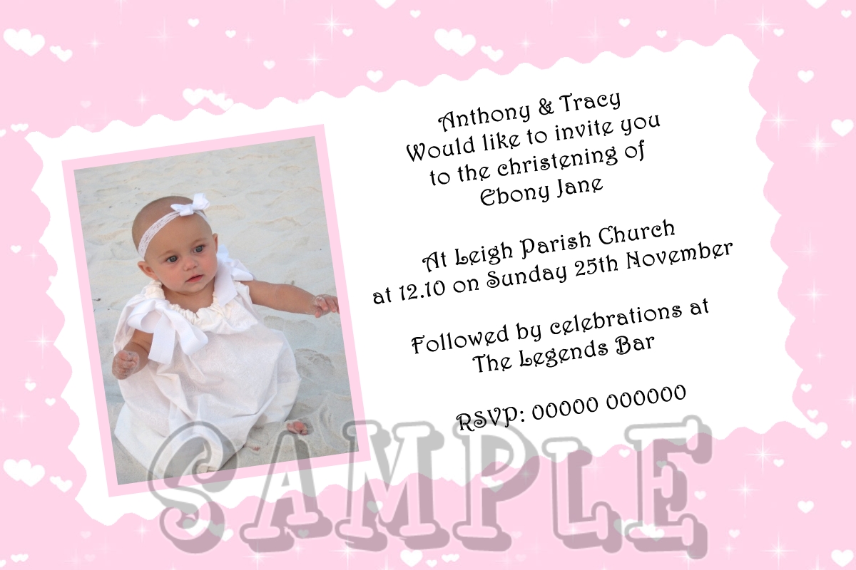Christening Invitations Boys Or Girls Pink Or Blue Own Photo