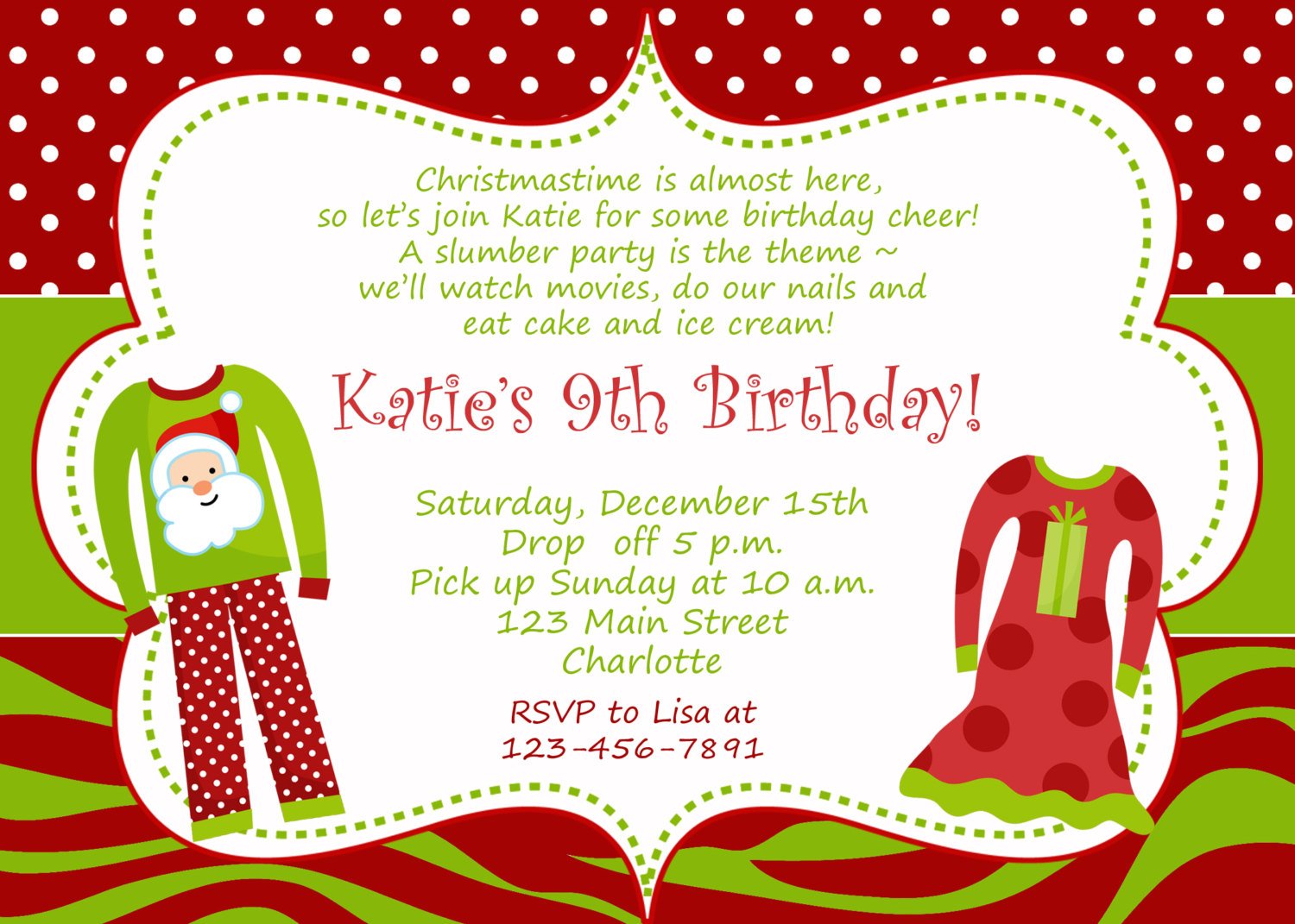 Christmas Birthday Party Invitation Slumber By Thebutterflypress